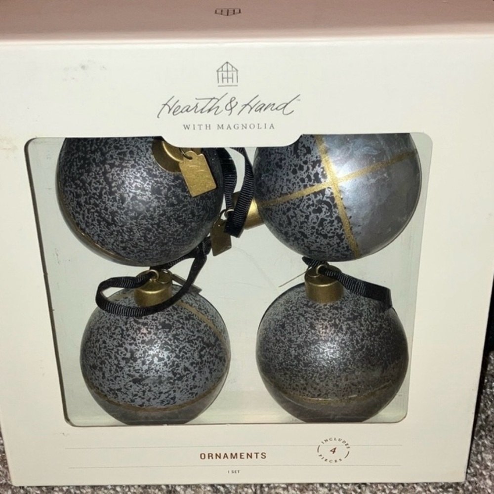 Hearth & Hand Galvanized grey and Brass color Ornament Collection